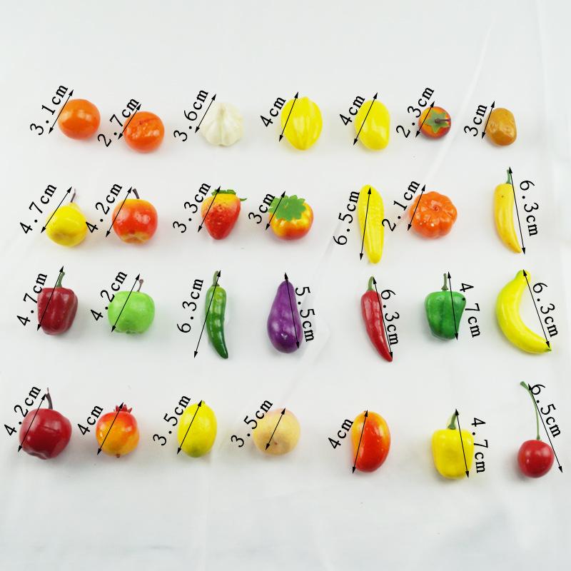 10PCS 2-3cm Mini Artificial Fruits Foods Vegetables Fake Apple Peach Orange Lemon Pear Banana Pepper Pumpkin Home Decoration