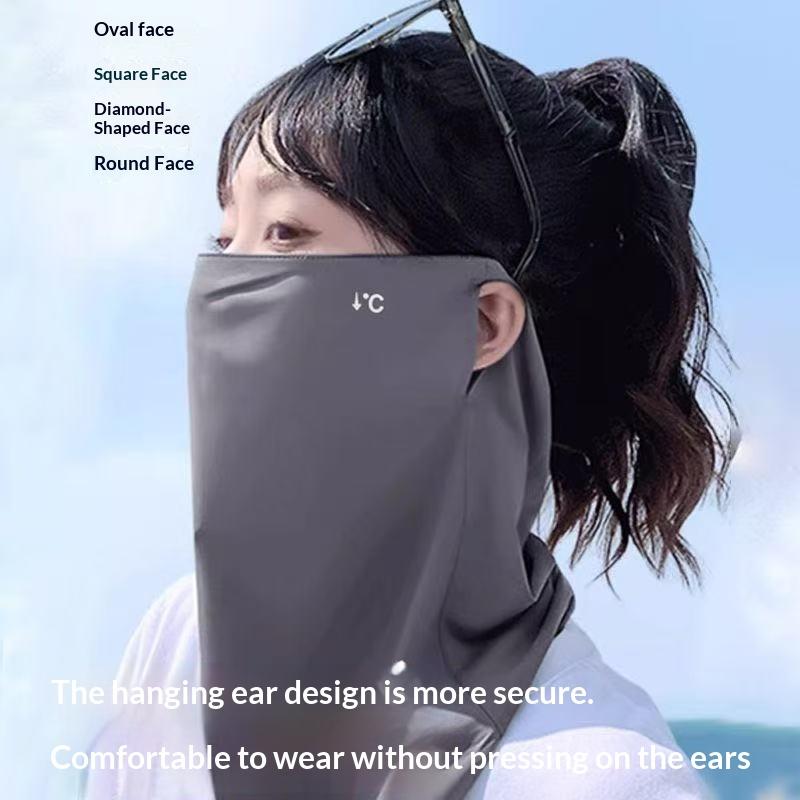 Summer Ice Silk Face Cap with Neck UV Protection Lightweight Sunblock Outdoor Sports Face Mask