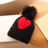 Autumn Winter Baby Hat Big Pompom Kids Girl Boy Beanie Cap Heart Crochet Warm Children Toddler Bonnet Hat Kids Accessories