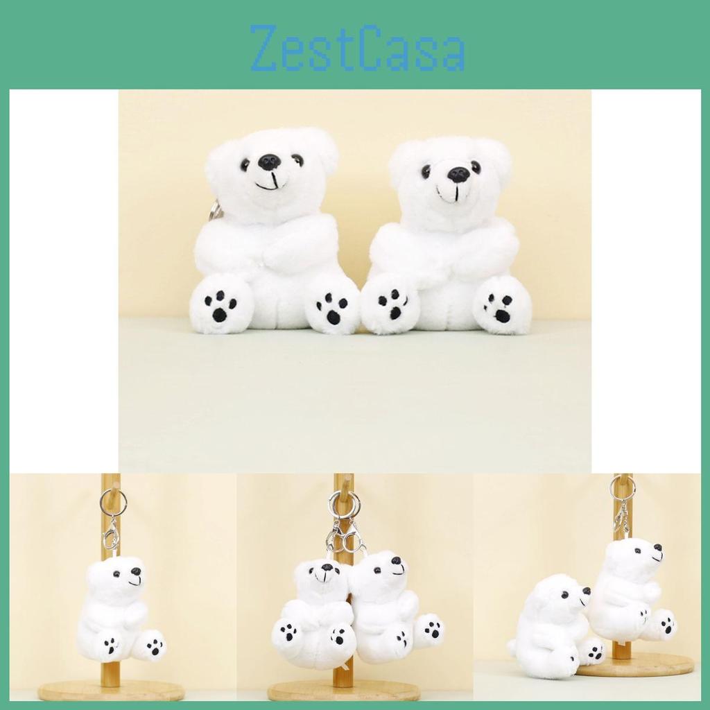 Мягкий короткий плюшевый брелок в виде белого медведя, пушистая мягкая игрушка для сумок и ключей