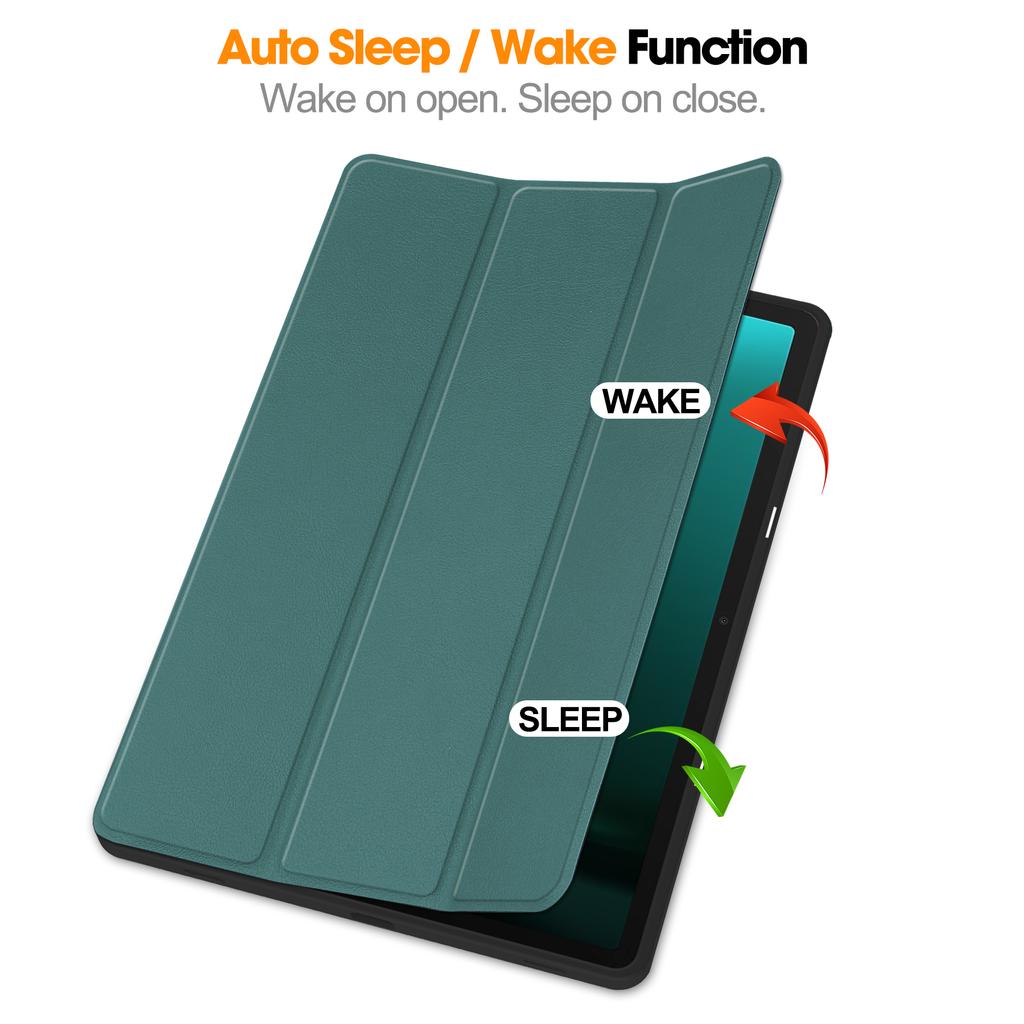 For Samsung Galaxy Tab S10+ Case PU Leather+TPU Trifold Stand Tablet Cover with Pencil Holder