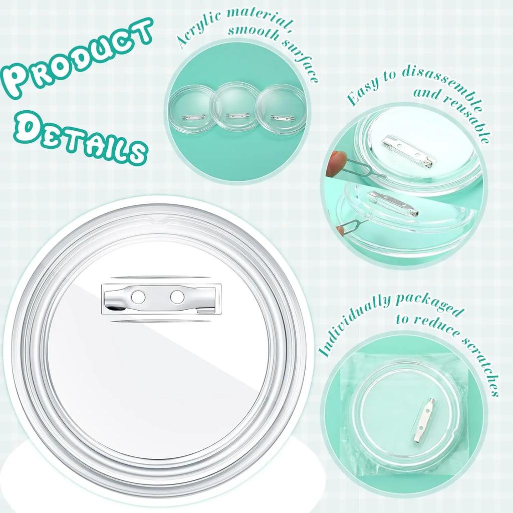 Acrylic Circle Badge Making Kit Pin Button Backs Craft Supplies Round Name Tag Blanks DIY Crafting Materials