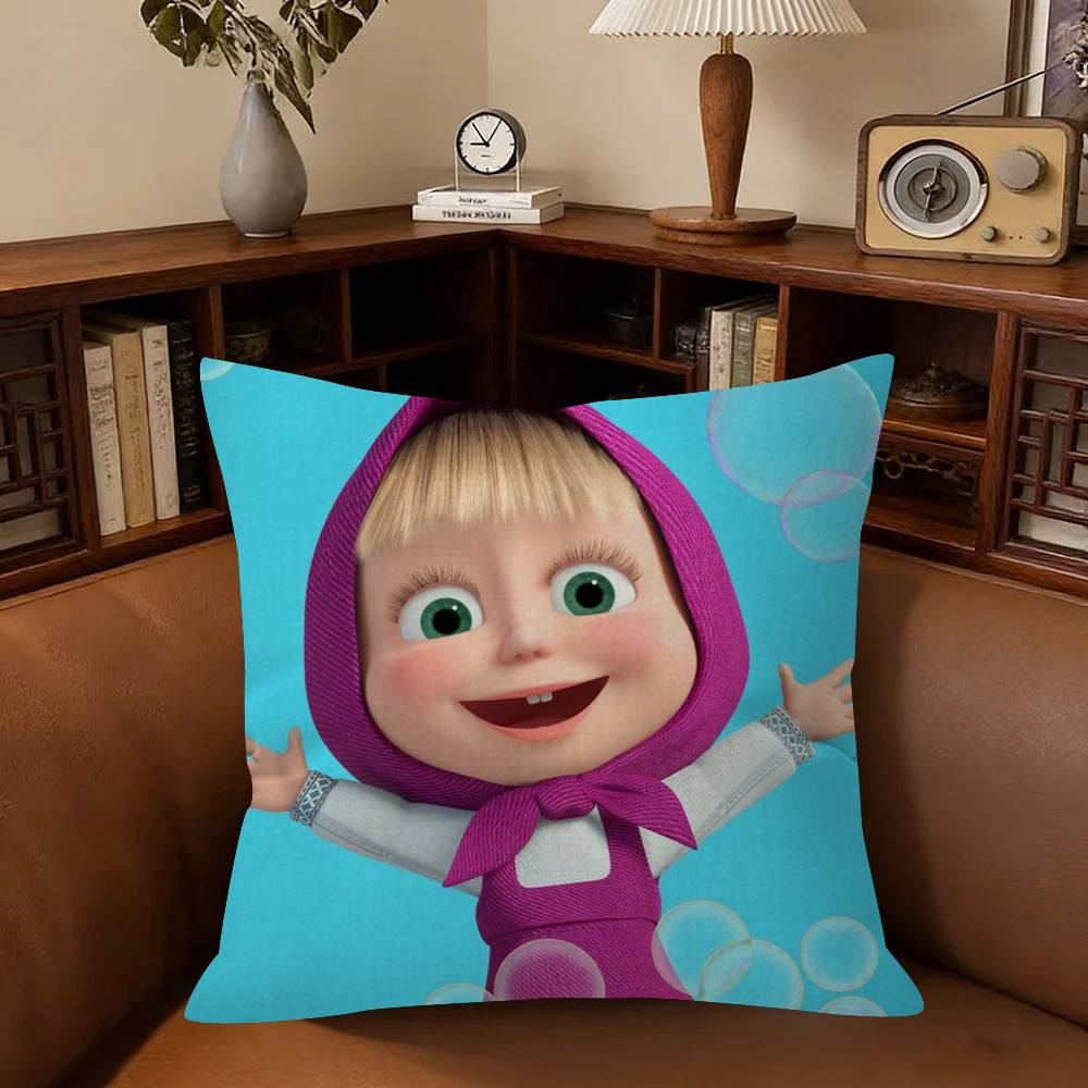 Anime M-Masha And B-Bears Pillow Cover Sofa Cushion Cover Home Room Decoration Children Gift