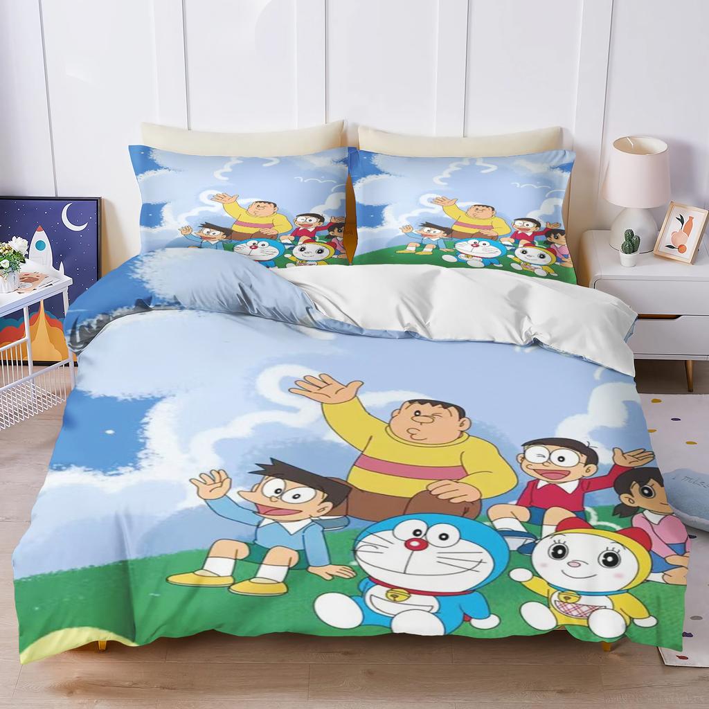 Blue Robot Cartoon Duvet Cover Home Pillowcase Set Adult Bedroom Children Comforter Bedding