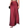 Women Fishtail Skirt High Waist Solid Color Smooth Surface A-Line Maxi Skirt