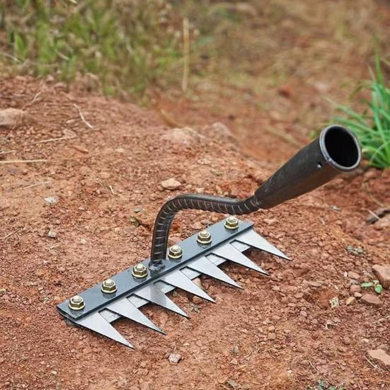 Садовые грабли для прополки Сверхпрочный инструмент для удаления сорняков из углеродистой стали 5/6/7/8 зубьев Грабли-пропольщик Ручной инструмент для выкорчевывания