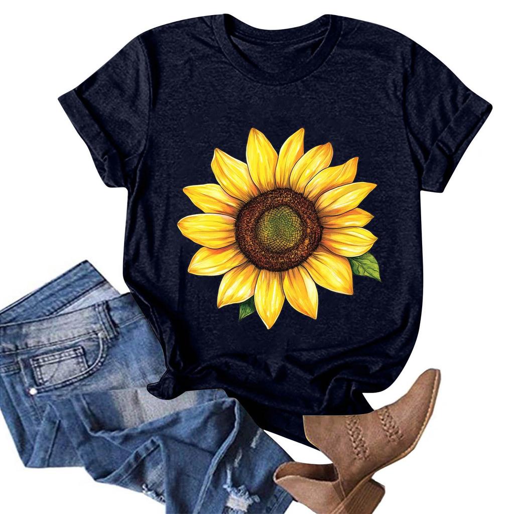 Женская модная повседневная футболка с круглым вырезом и принтом, пуловер с короткими рукавами, топ