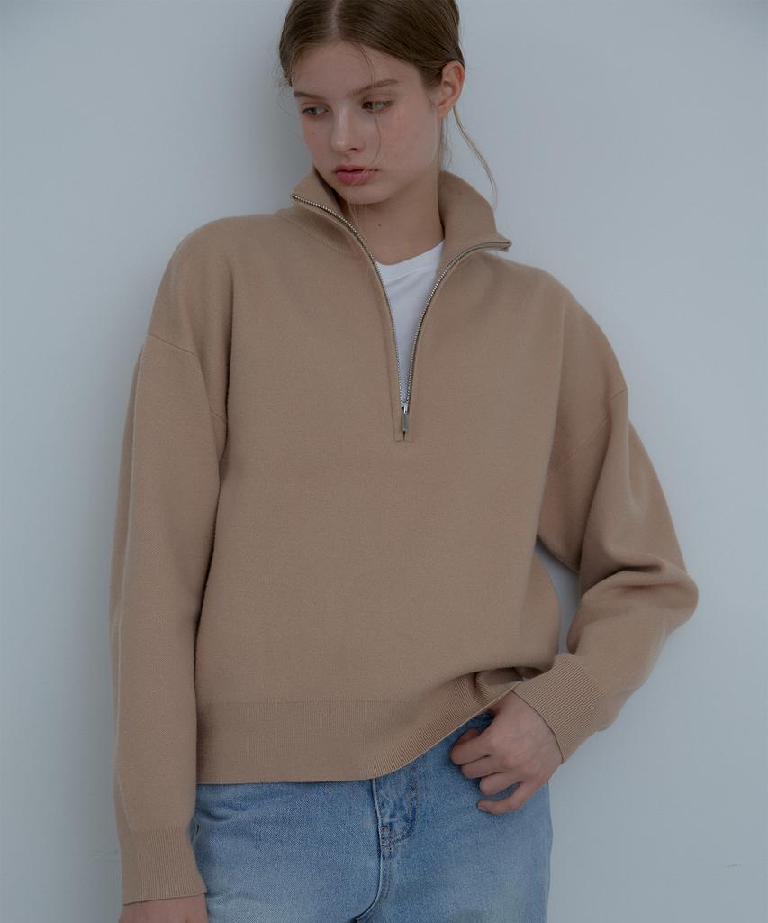 SIKOMA Cmk07 Beige Half Zip Knit