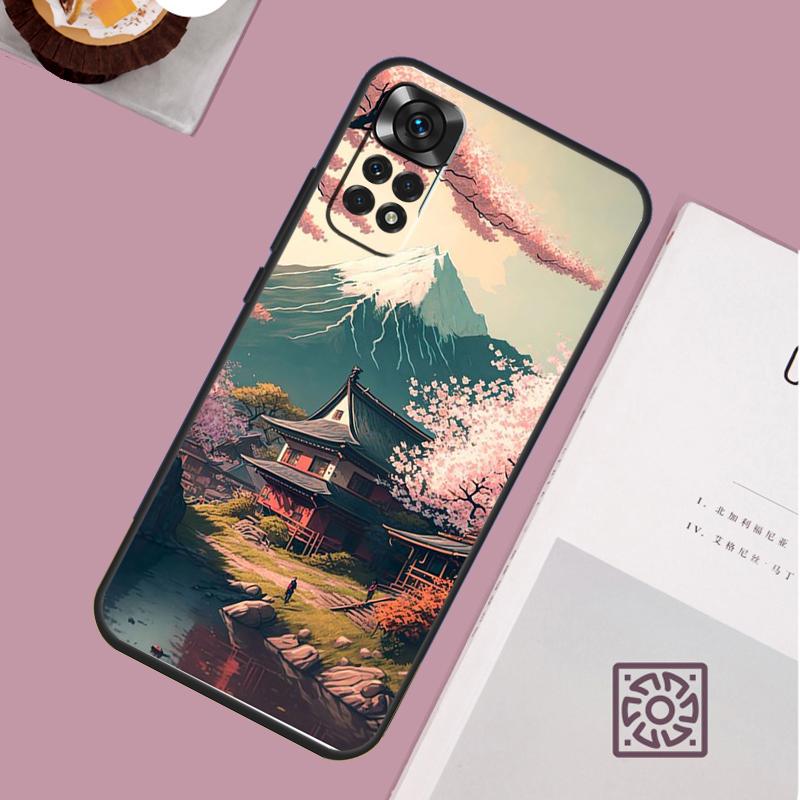 Японское искусство Храм Сакура Чехол для телефона Для Redmi Note 13 Pro 12 11 10 9 8 Pro 9S 10S 11S 12S 10A 9C 10C 12C 13C Чехол