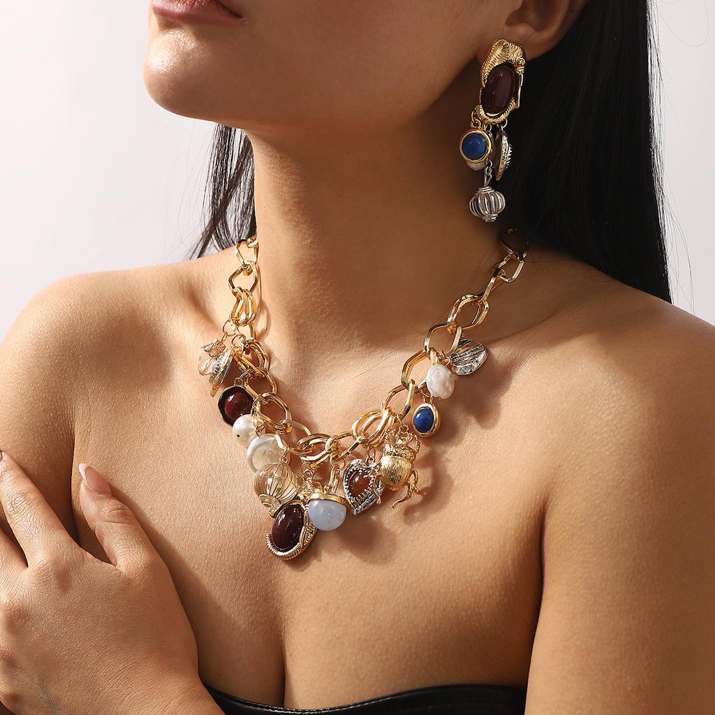 Осенне-зимние ретро серьги-подвески с высококачественным искусственным жемчугом и драгоценными камнями, креативные универсальные серьги