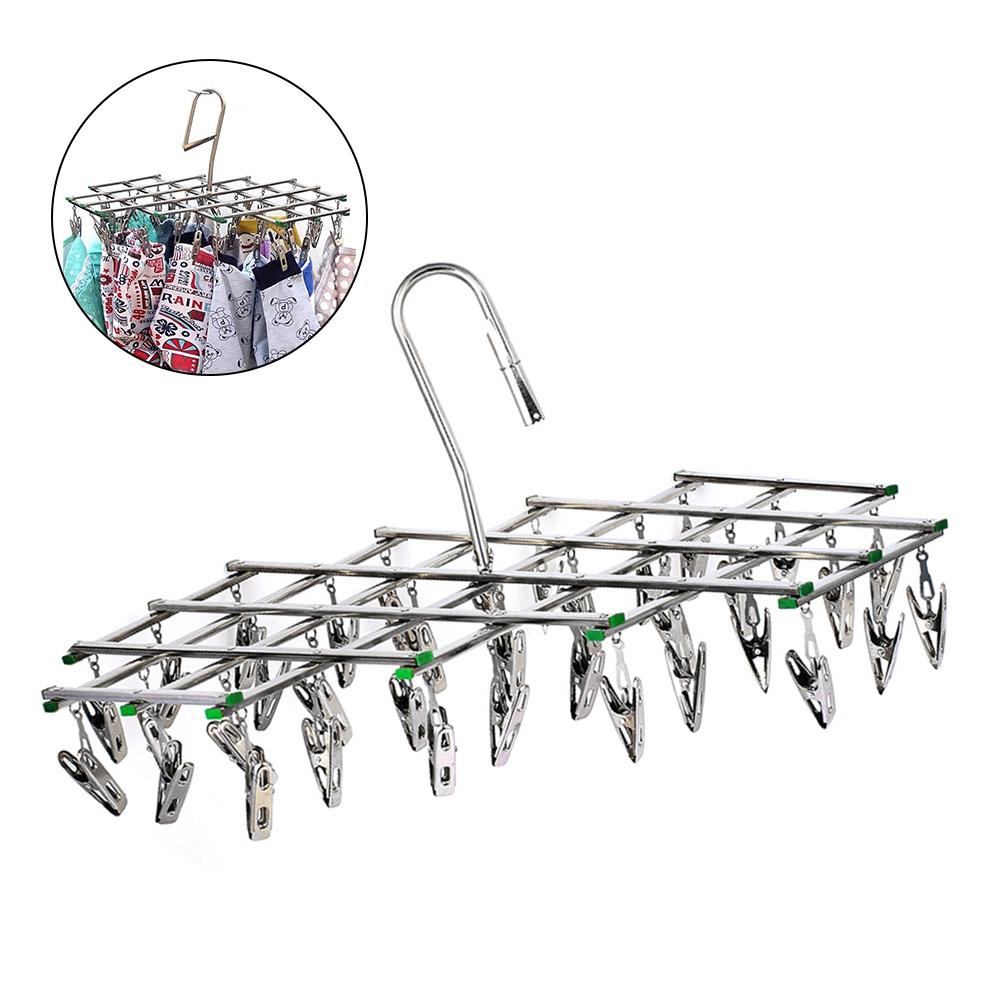 Drying Folding Stainless Steel Rack Underwear Hooks Clothes Hanger Clothes Airer Dryer Socks Clip