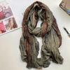Retro Ethnic Style Cotton Linen Scarf for Women Tie-dye Long Pleated Gradient Shawl Korean Literary Fresh Cotton Scarf