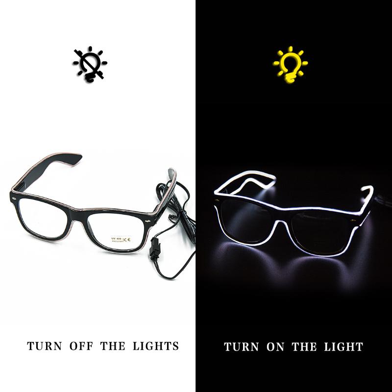 Светящиеся светодиодные очки Неоновые вечерние мигающие очки EL Wire Glow Gafas Светящиеся новинки Подарочные светящиеся солнцезащитные очки Яркие световые принадлежности