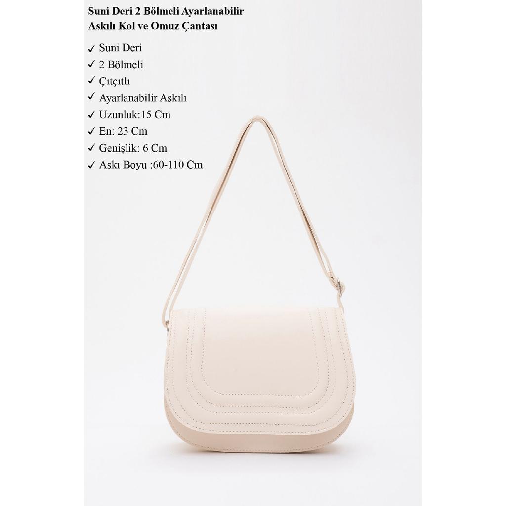 Black Shk93 Artificial Leather 2 Compartment Adjustable Strap Shoulder Bag L:15W:23W:6 Cm