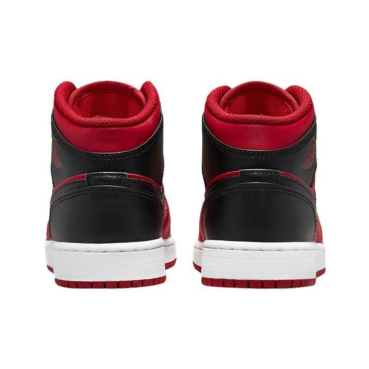 Кроссовки Air Jordan 1 Mid GS Reverse Bred Kids Gym-красные черные белые 554725-660