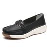 BKQU Spilt Leather Women Casual Shoes Designer Flat Platform Loafers for Women Wedge Sneakers Slip On Ladies Moccasins