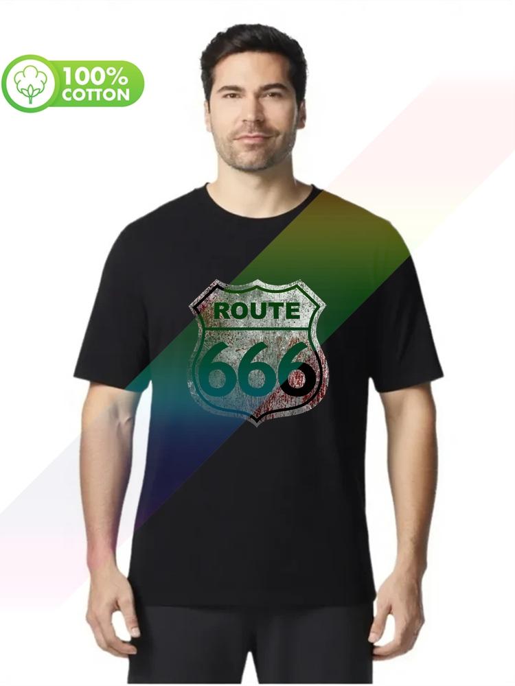 Selling 100% Cotton Men's T-shirt Route 666 Satan Highway Biker Race Us Car Road To Chopper S-X