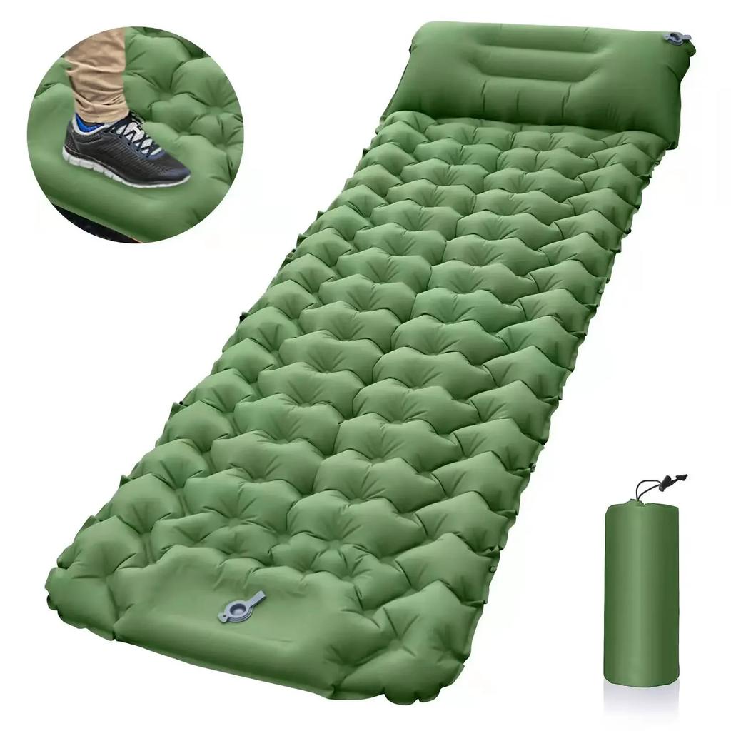 Outdoor Use Sleeping Pad Camping Inflatable Mattress with Pillows Travel Mat Folding Bed Ultralight Air Cushion Hiking Trekking