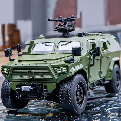 1:18 Модель военного транспортного средства Военный автомобиль Литой сплав Внедорожный бронированный автомобиль Звук и свет Детская игрушечная модель автомобиля Подарок для мальчиков Коллекционный