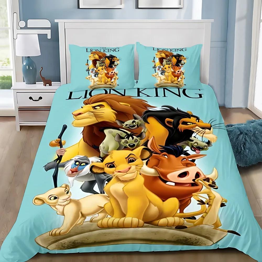 Duvet Cover Pillowcase Bedding Set Simba Lion King Adult Boy Girl Bedroom Decoration Children Gift Single Double Size