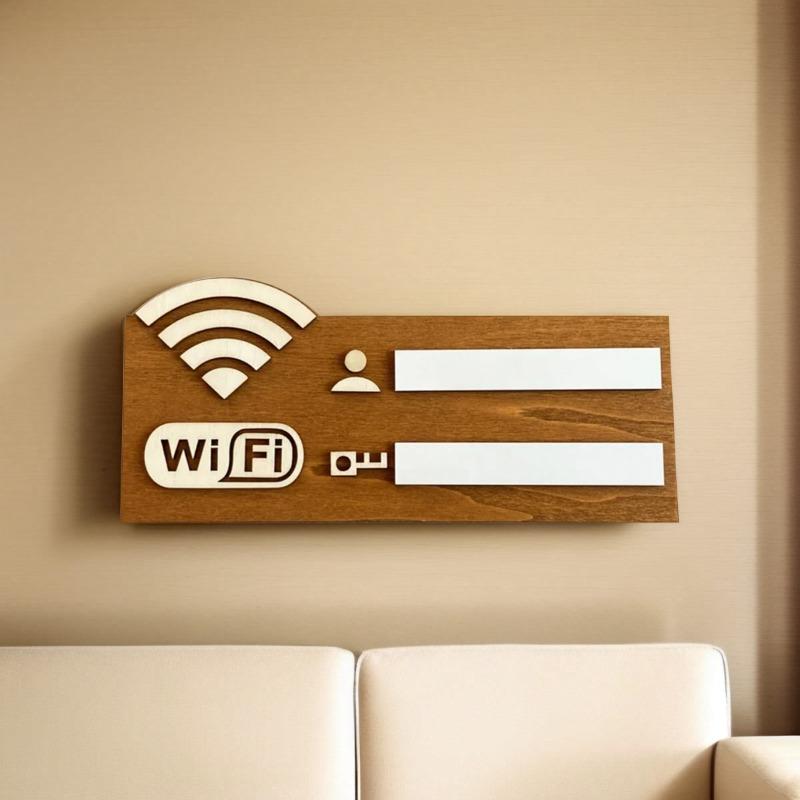 Знак WIFI Деревянные настенные наклейки с маркером, перезаписываемый почерк, учетная запись и пароль, многоразовые для общественных торговых вывесок