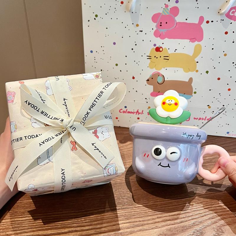 Милая керамическая кружка с цветами, высокая ценность, офисная кофейная кружка, чашка для питья для пары с крышкой, для подарка на день рождения девушки