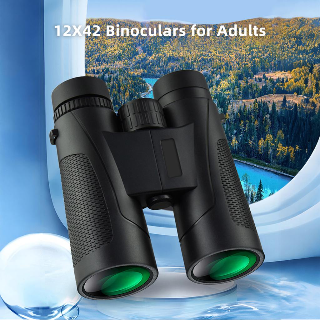 12X42 Binoculars Telescope for Adults FMC Optical Lens BAK4 Prisms Daily Life Water Resistant with Carrying Bag for