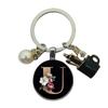 A-Z Letters Elegant Imitation Pearl Key Chain Charm Enamel 26 Letters Key Ring