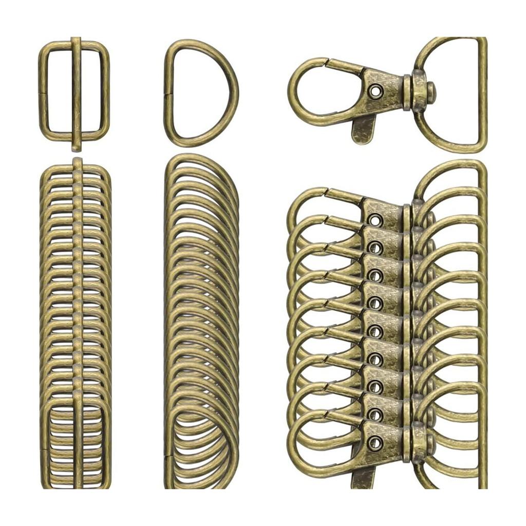 50Pieces Swivel Snap Hooks, Metal D Rings, Triglide Slide Buckles for DIY Handicrafts Backpack Handbag Tote Purse