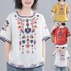 Футболка с вышивкой, свободная женская блузка большого размера с короткими рукавами в национальном стиле