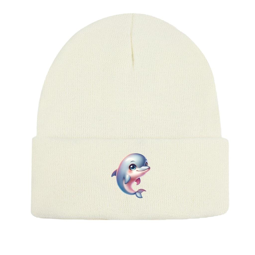 Теплая вязаная шапка с изображением дельфина, шапки Skullies, теплая спортивная вязаная шапка-бини