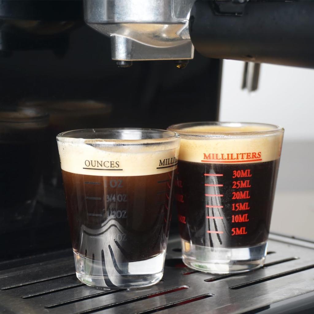 Measuring Cup, Espresso Shot Glass, 30ml Shot Glass Set, Graduated Glass, Sake Glass, Wine Glass, Measuring Glass (Black, Red)