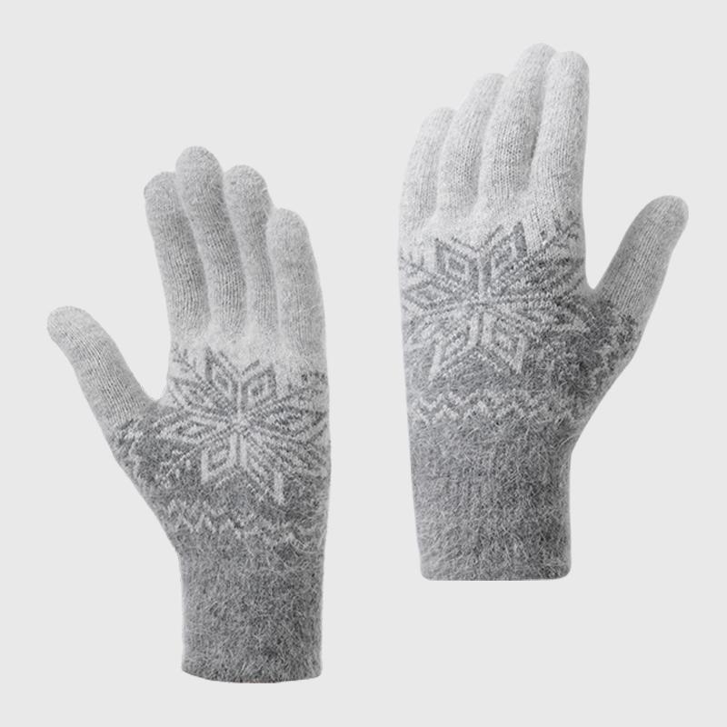 Christmas Gift Women Snow Pattern Thick Thermal Touchscreen Winter Windproof Knitted Warm Gloves