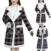 Womens Casual Fashion Coat Ladies Printed Winter Overcoats Female Midi Plush Warmer Outwear