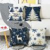 Синий Рождественский Лен Материал Лось Снежинка Элемент Наволочка Домашнее Украшение для Спальни Диванная Подушка