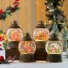 Christmas Luminous Rotating Windmill, Water-filled Snowfall, Flat Round Wind Lantern, Music Box, Christmas Desktop Decoration Gift