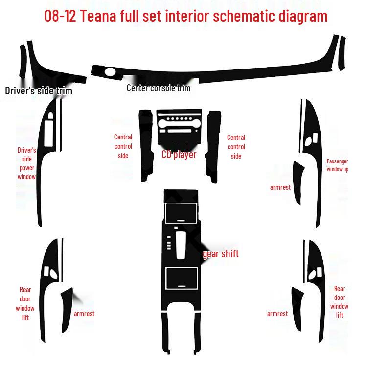 Teana 08-12 Наклейка на консоль переключения передач из углеродного волокна для модификации интерьера