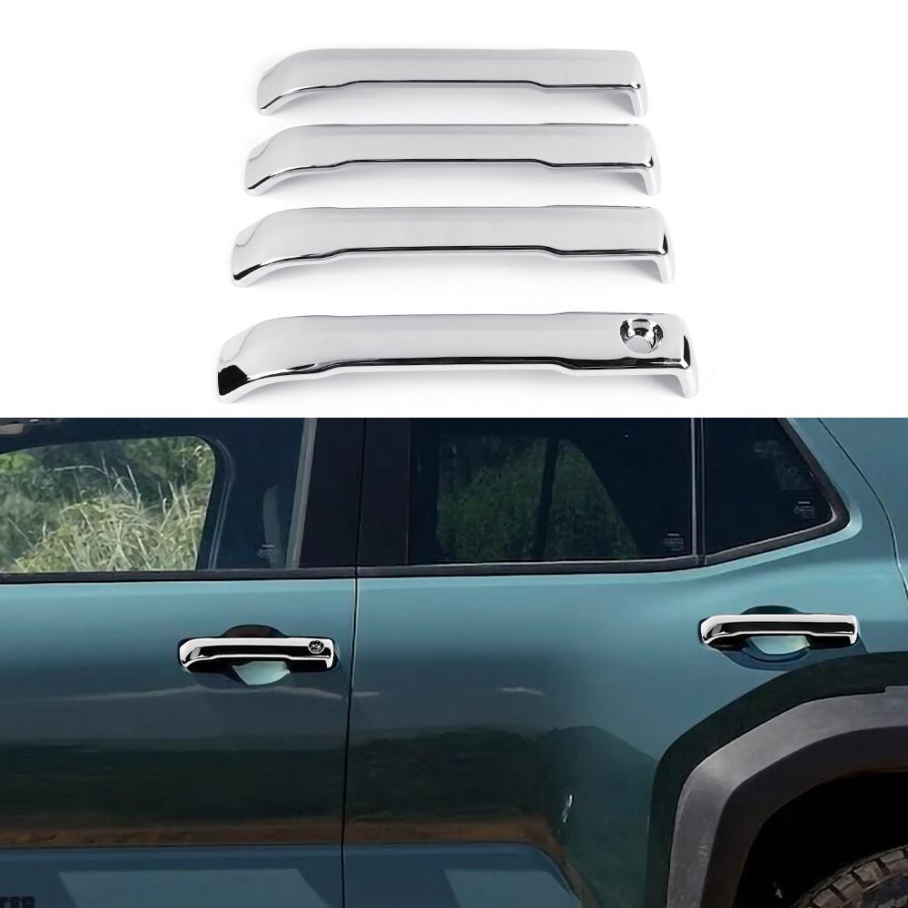 4PCS Chrome Door Handle Trim Accessories For 4Runner 2025+ No Smart Key Holes US