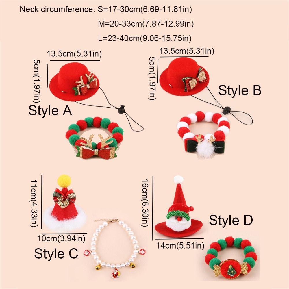Adjustable Pet Christmas Hat Scarf Soft Christmas Cat Bow Tie Pet Christmas Bow Hat for Puppy Cats