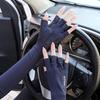 Two Fingers with Exposed Half Finger Ice Sleeves Sun Protection Anti-UV Arm Sleeves  For Women