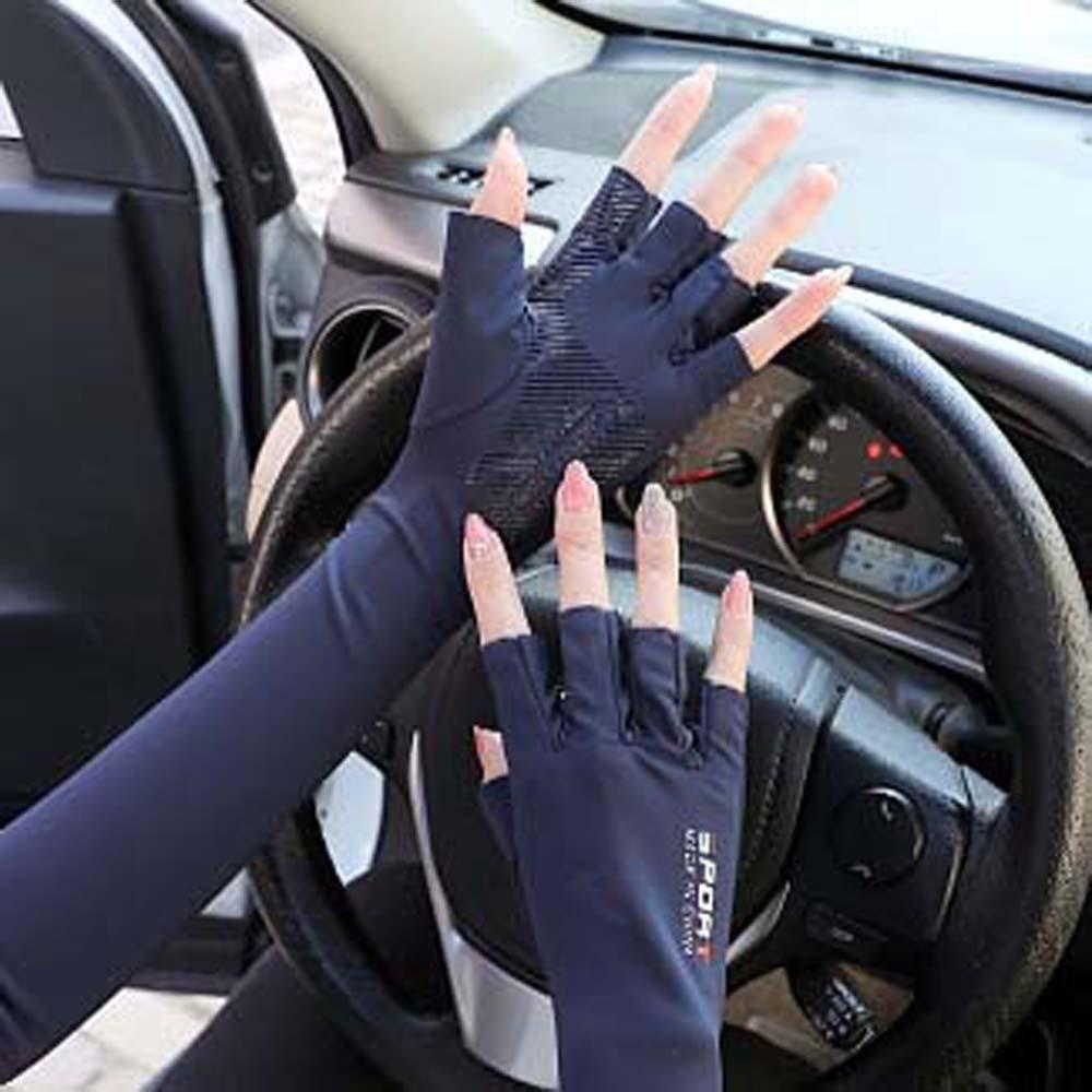 Two Fingers with Exposed Half Finger Ice Sleeves Sun Protection Anti-UV Arm Sleeves For Women