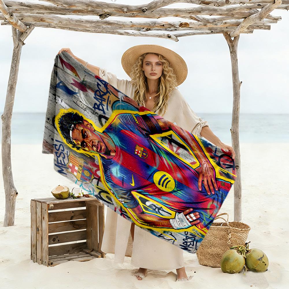 Lamine Yamal Barcelona Debut Celebration Beach Towel Quick-Dry Soft Microfiber Comfortable Lightweight Suitable for Swimming, Gym, Camping, Yoga Vacat