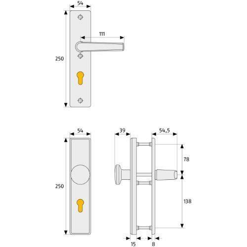 Poignée de sécurité - ABUS - KLS114 F1 EK - Protection contre l'arrachage - Blindage 15 mm - Entraxe 72 mm