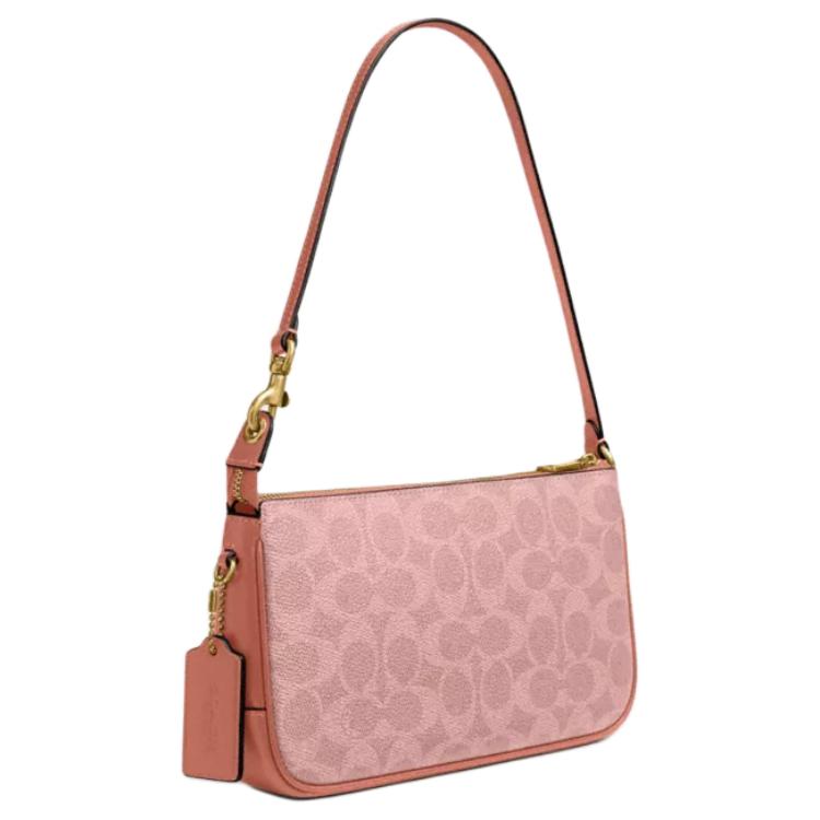 Coach Сумка через плечо женская Plaza Print Design с золотой цепочкой, фурнитурой, покрытым холстом и телячьей кожей, цвет Дыня-Розовый, CCC42-B4YU2