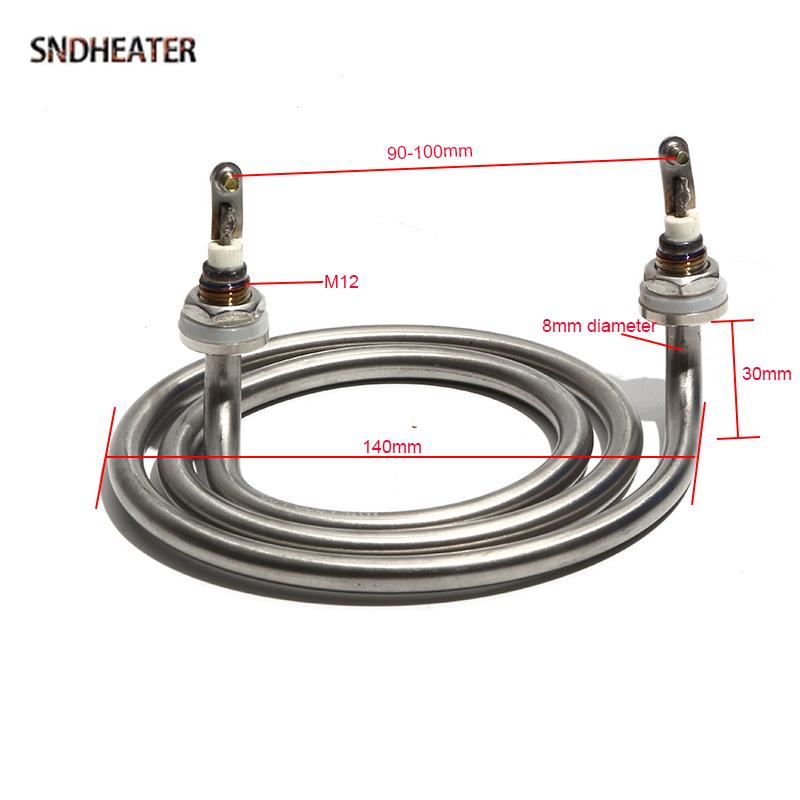 SNDHEATER 220В 380В Электрический ТЭН для нагрева воды 140x30мм Кольцевая круглая нагревательная спираль Резьба M12 Нержавеющая сталь 201/304 3 кВт 4 кВт