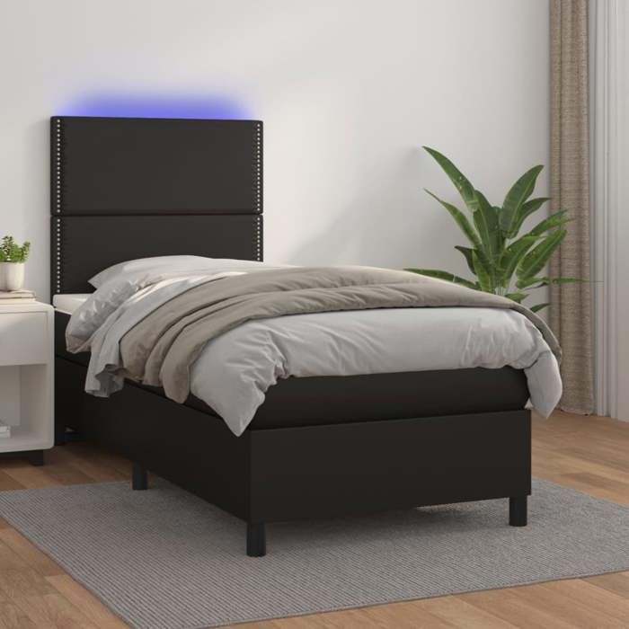 Maison Exclusive - Sommier à lattes de lit avec matelas et LED Noir 90x190 cm
