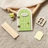 Mini Wooden Fairy Elf Door Set Simulation Balcony Fairy Door Cartoon Kids Toys  Home Decor