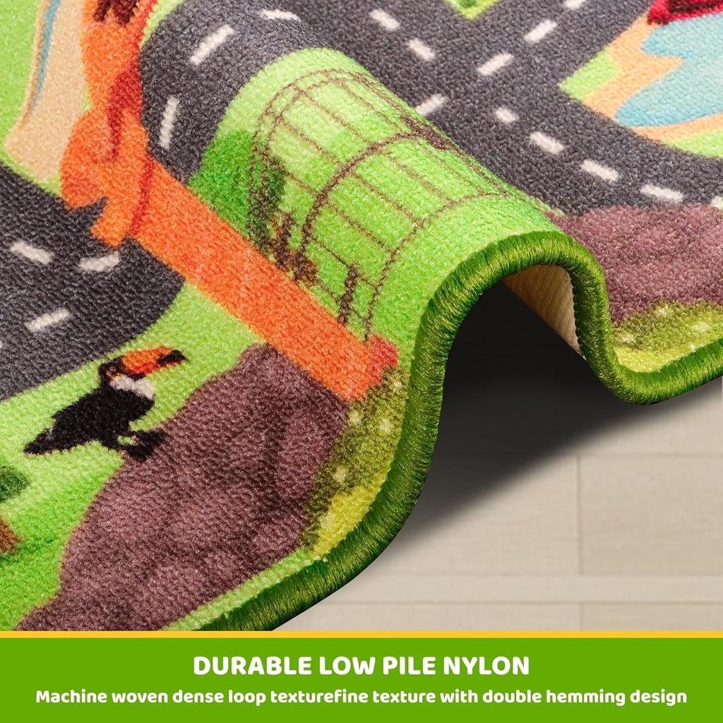 Kids Rug Playmat Rug Animal Car Rugs for Kids Toy Cars,Non Slip Zoo Road Map Kid Carpet for Playroom Bedroom Boys,Kid Play Mat