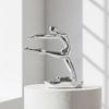 Silver Exercise Pose Figurine with Rectangular Base Glossy Resin Sculpture Artistic