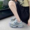 2025 Summer New Thick-soled Heightening Women's Versatile Casual Shoes Fashionable Breathable Dad Shoes Single Shoes Trendy Shoes Ugly Cute Shoes